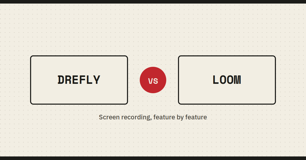 Drefly and Loom logos on either side of a VS badge, representing a screen recording feature comparison